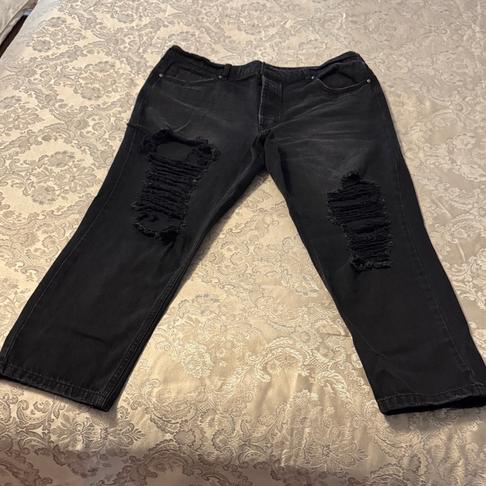 AFRM Black Distressed Boyfriend Jeans
